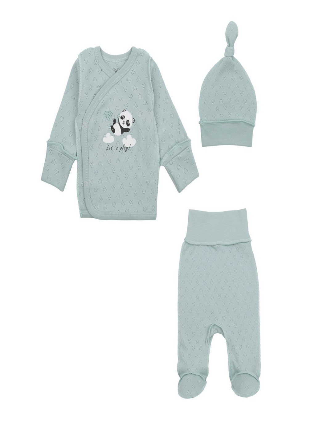 Мятный комплект детский ластик жакард (панда) Фламинго Текстиль