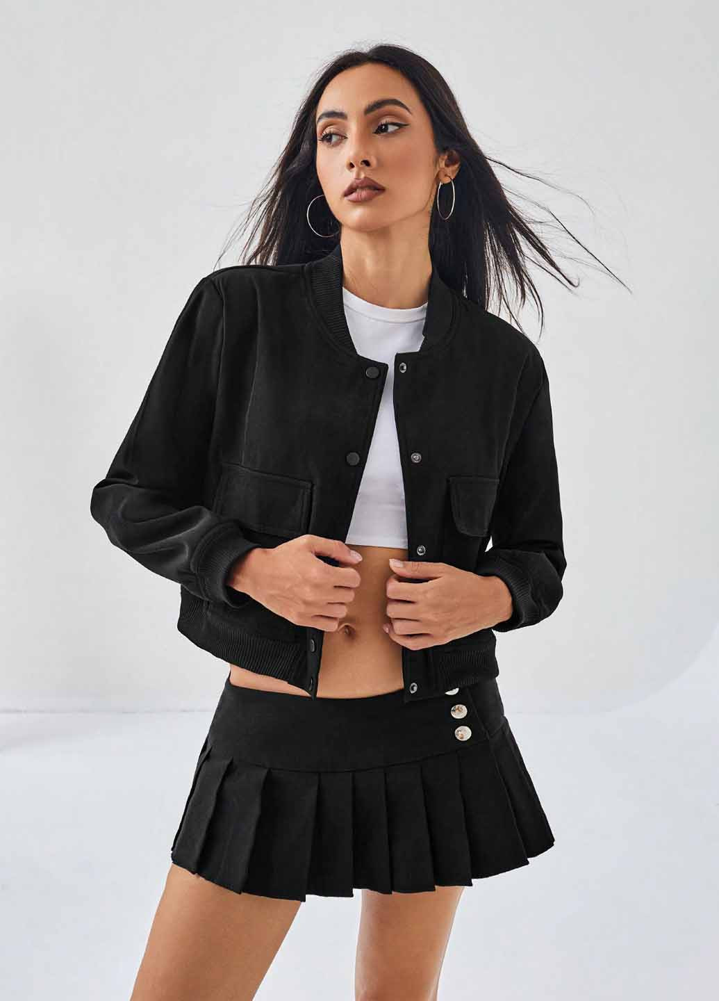 Бомбер SHEIN бейсбольний на кнопках (367574324)