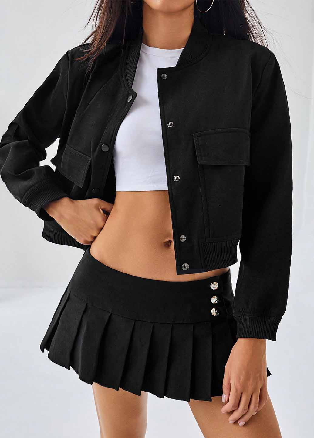 Бомбер SHEIN бейсбольний на кнопках (367574324)