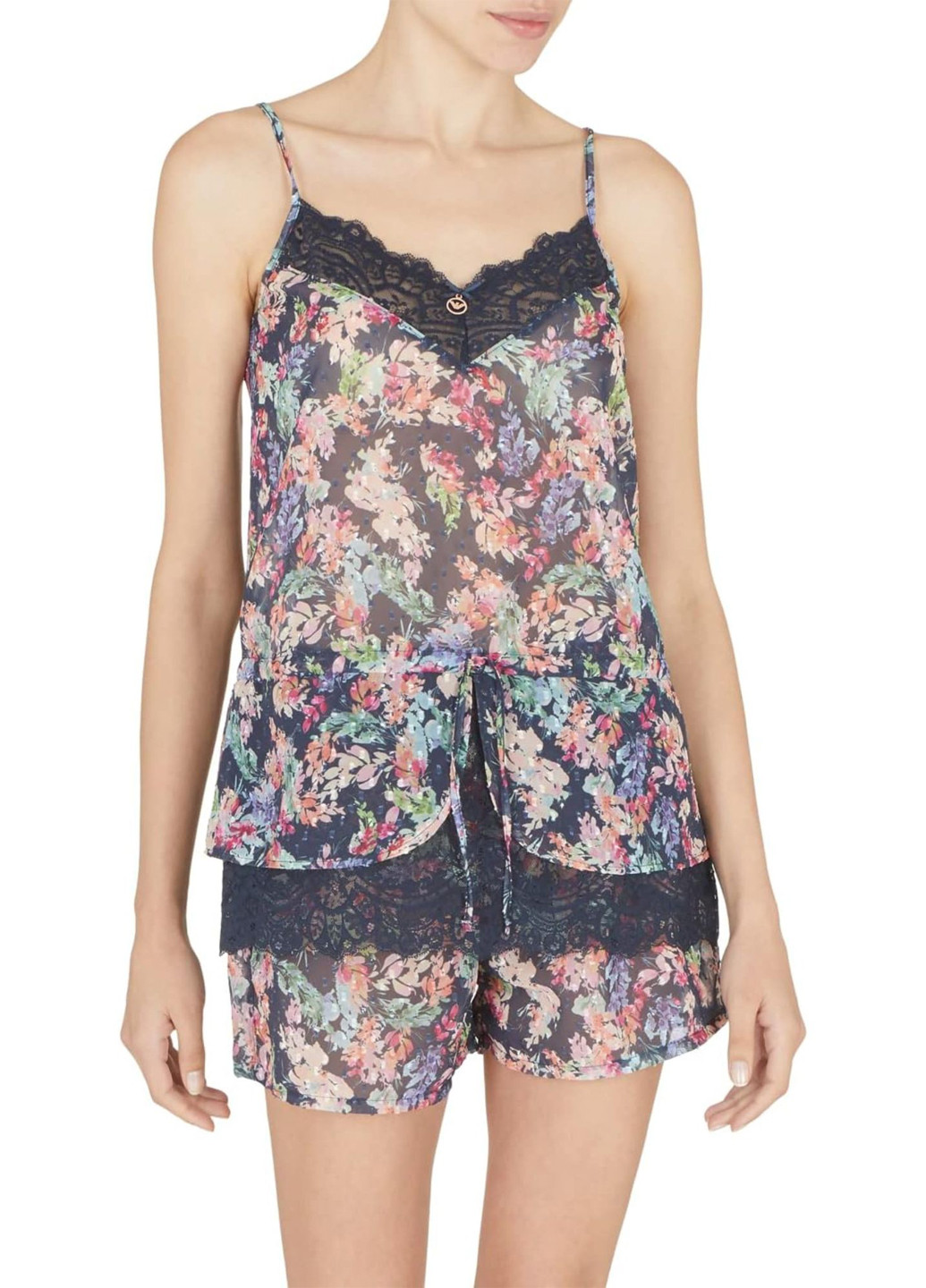 Синяя всесезон пижама майка + шорты Emporio Armani