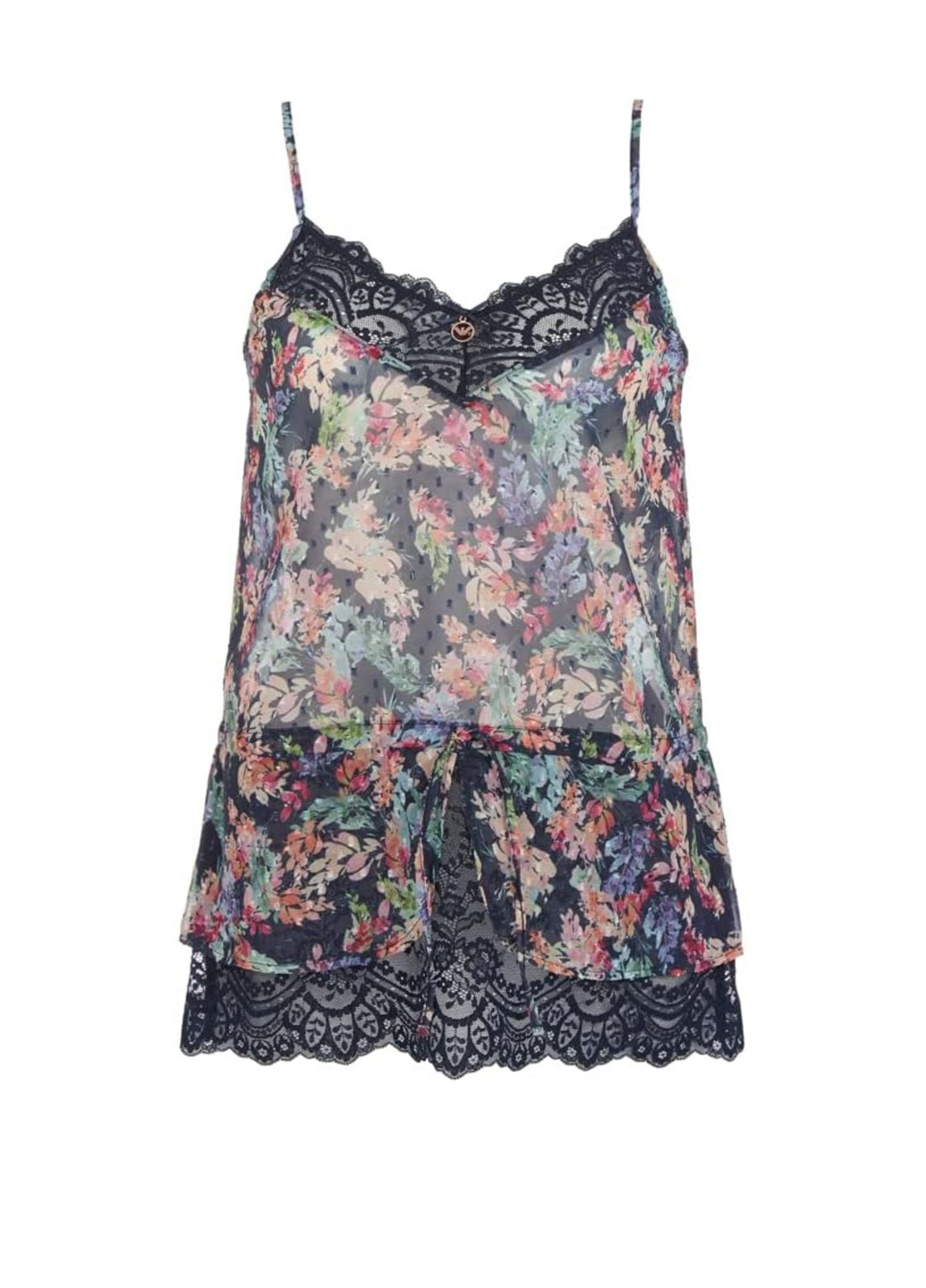 Синяя всесезон пижама майка + шорты Emporio Armani