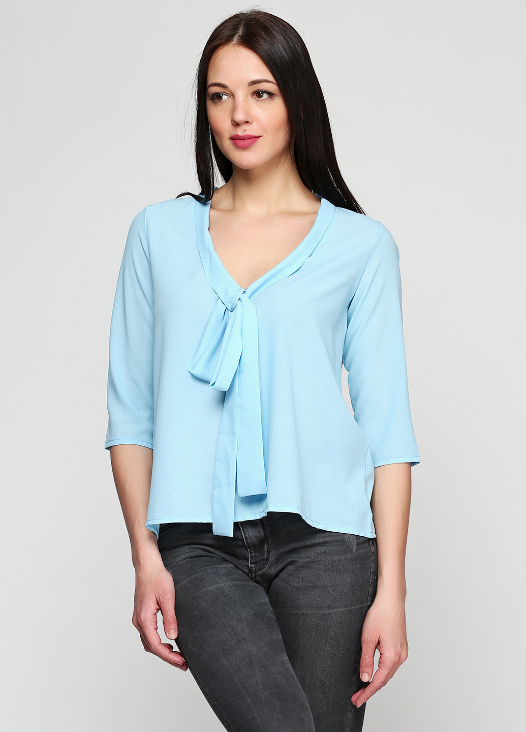 Голубая демисезонная блуза с длинным рукавом Karree