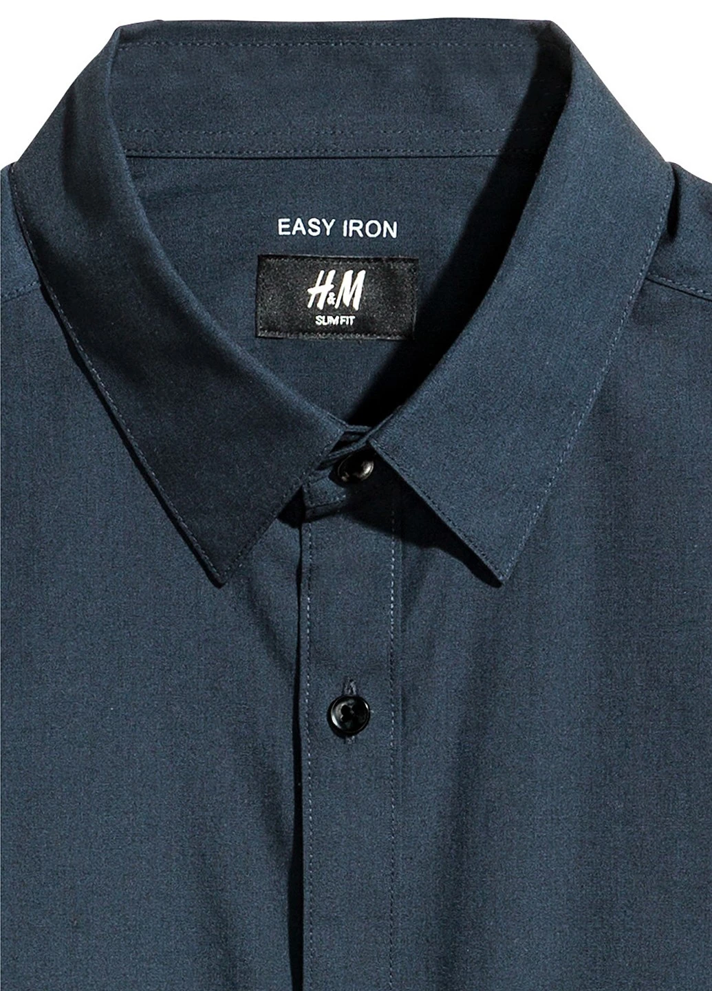 Темно-синяя рубашка однотонная H&M