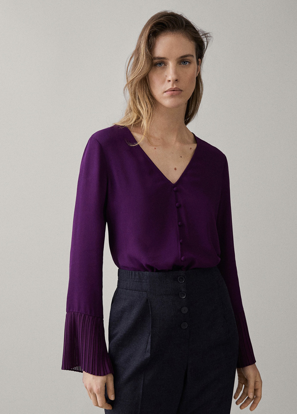 Фиолетовая демисезонная блуза Massimo Dutti