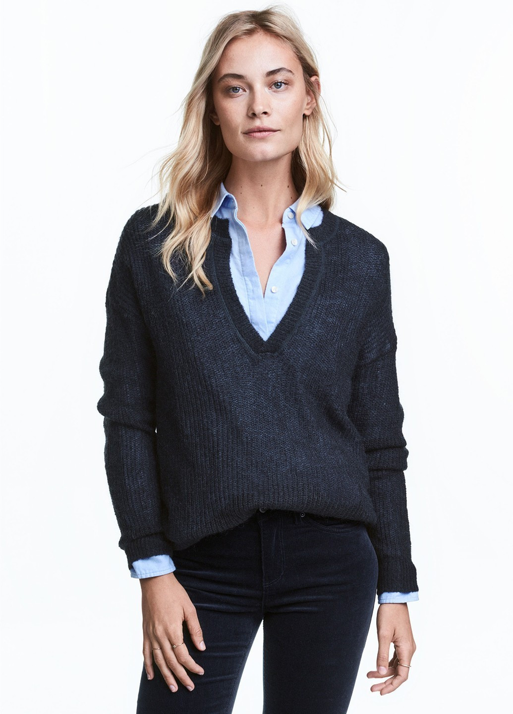 Темно-синий демисезонный пуловер пуловер H&M