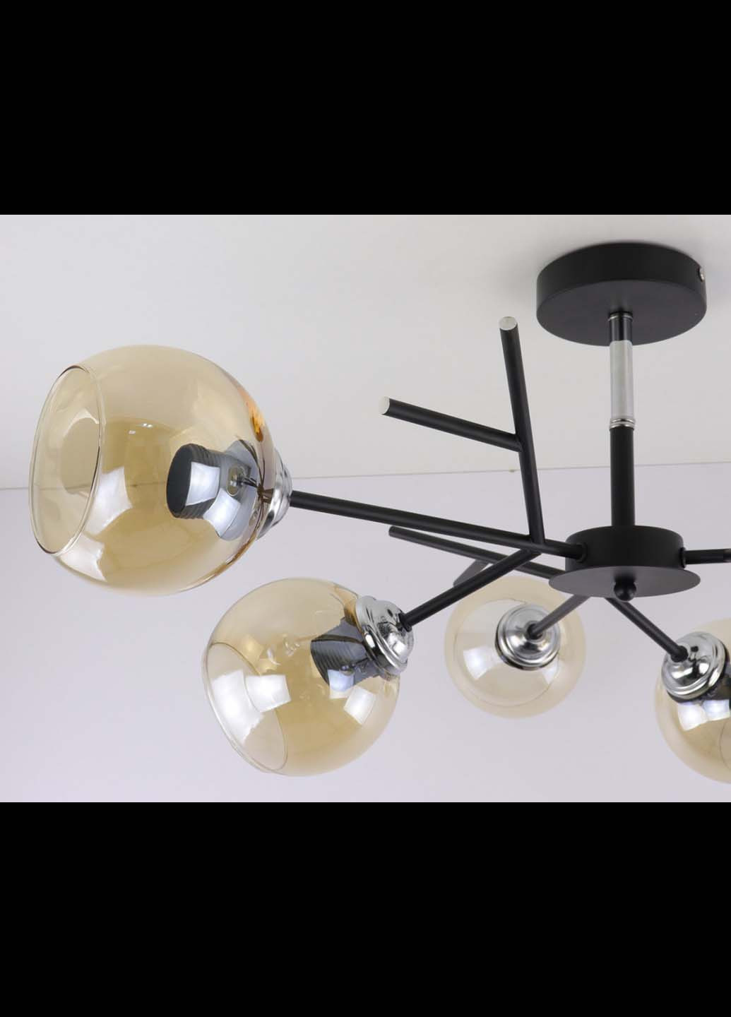 Люстра стельова на 6 лампочок 088/6-bk-br Чорний 34х70х70 см. Handmade (234538228)