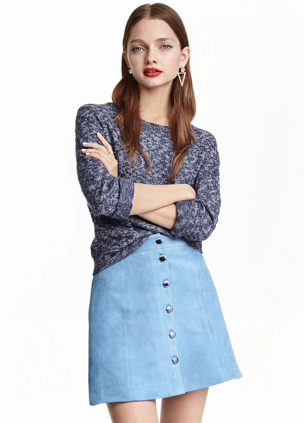 Голубая кэжуал юбка H&M