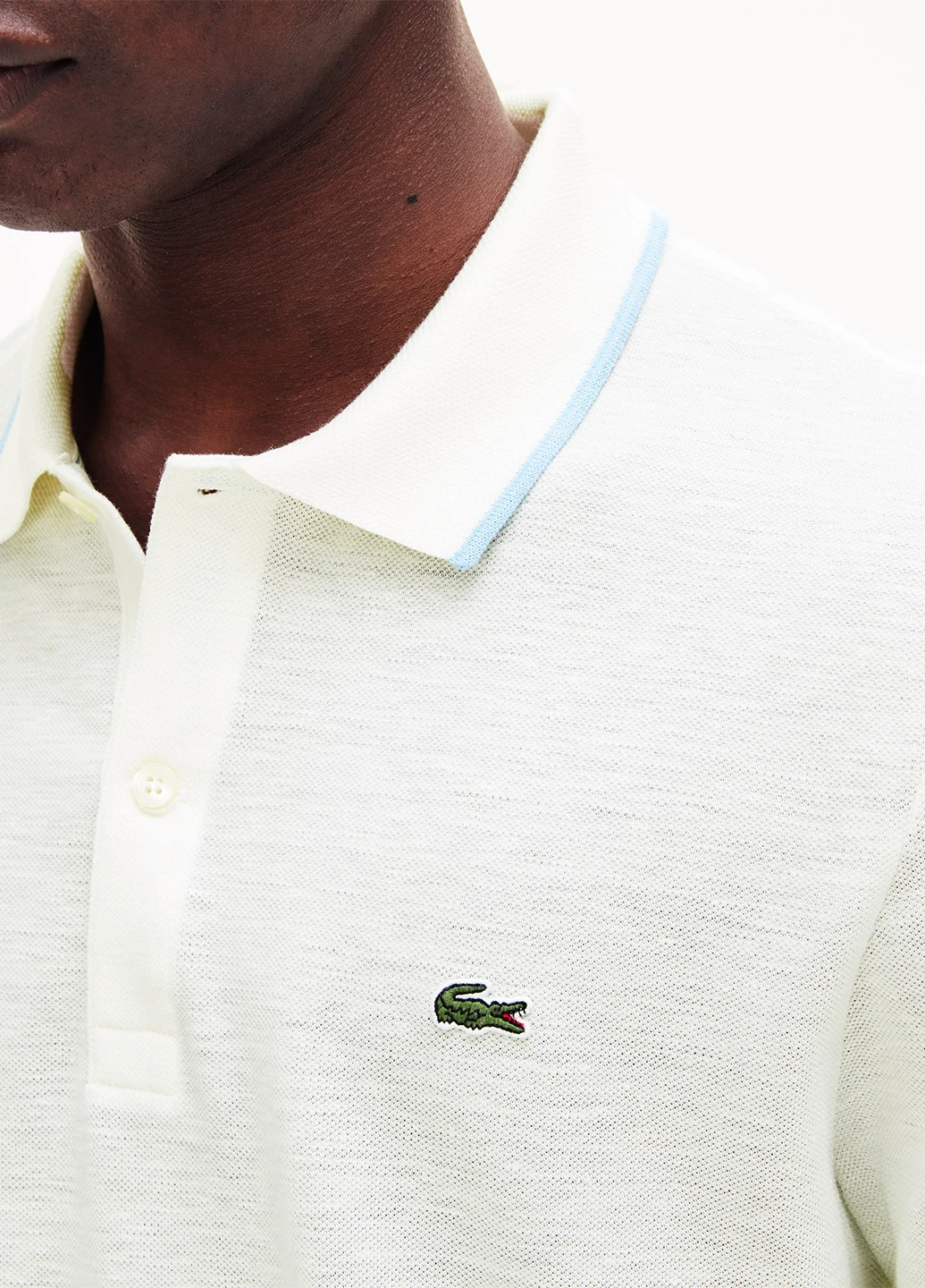 Айвори футболка-поло для мужчин Lacoste меланжевая