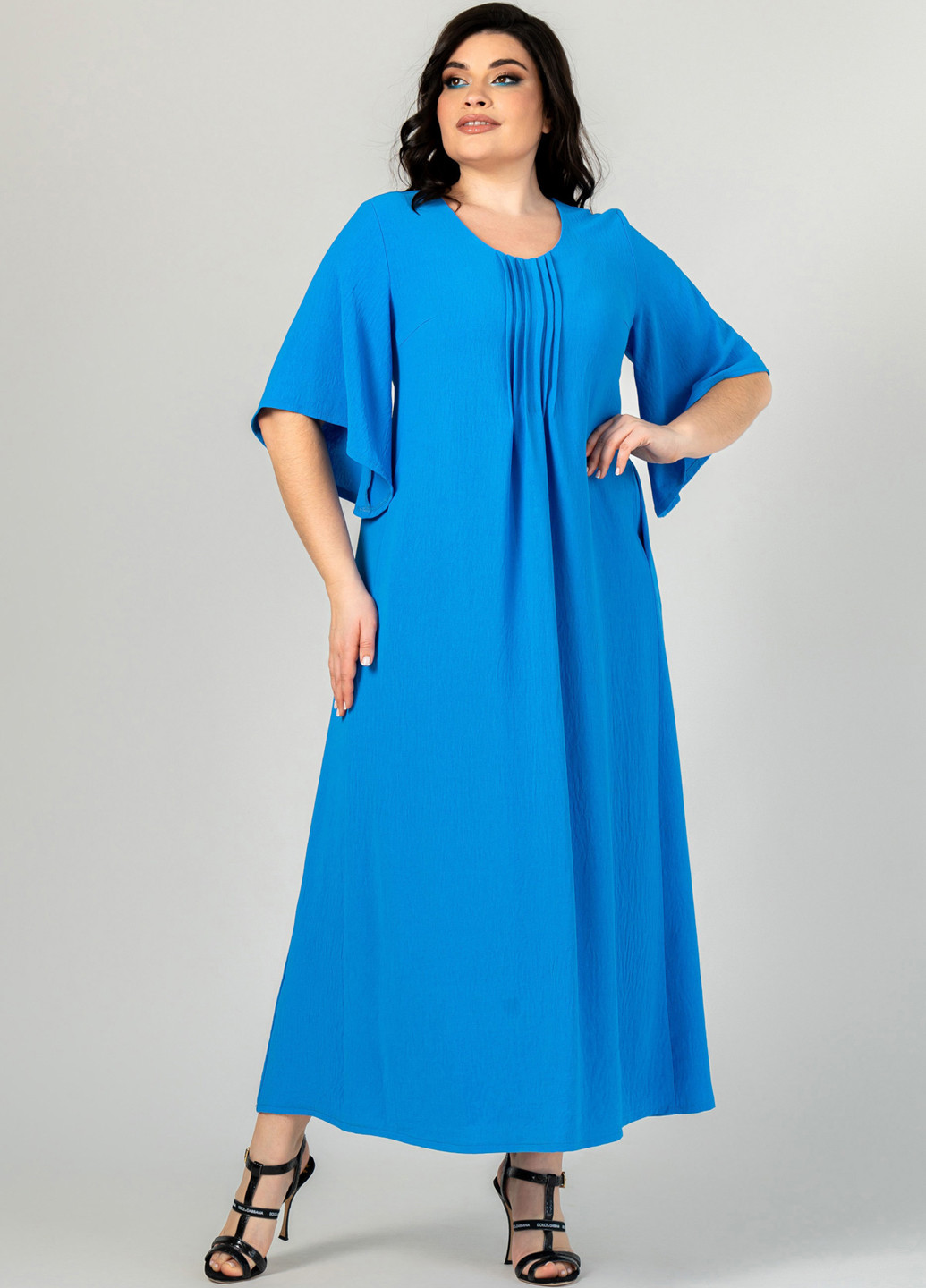 Голубое кэжуал платье а-силуэт A'll Posa однотонное