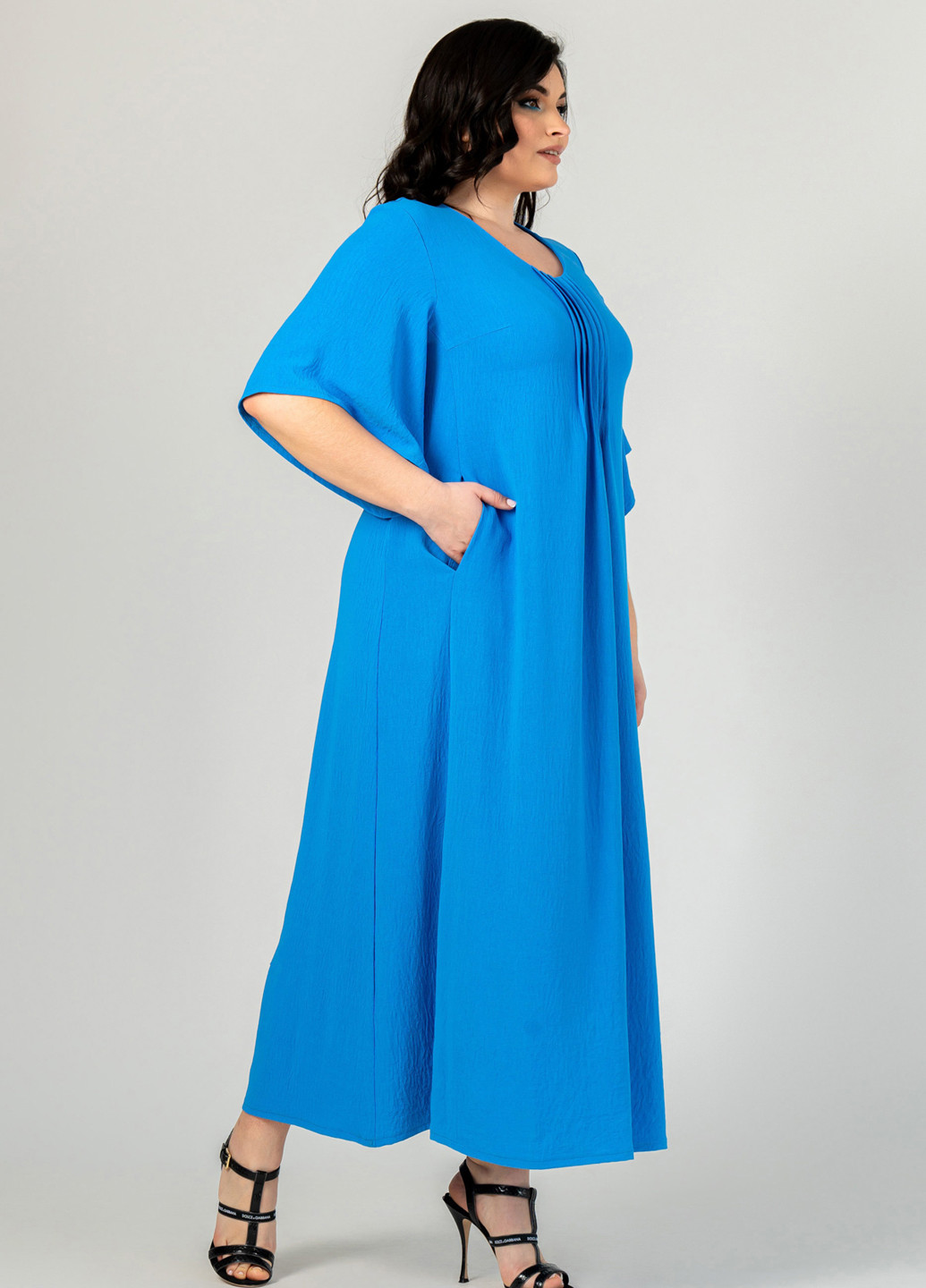 Голубое кэжуал платье а-силуэт A'll Posa однотонное