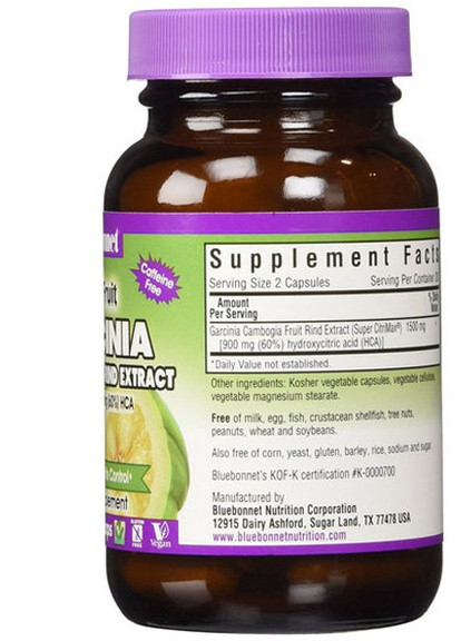 Super Fruit, Garcinia Cambogia Fruit Rind Extract 60 Veg Caps Bluebonnet Nutrition (256380252)
