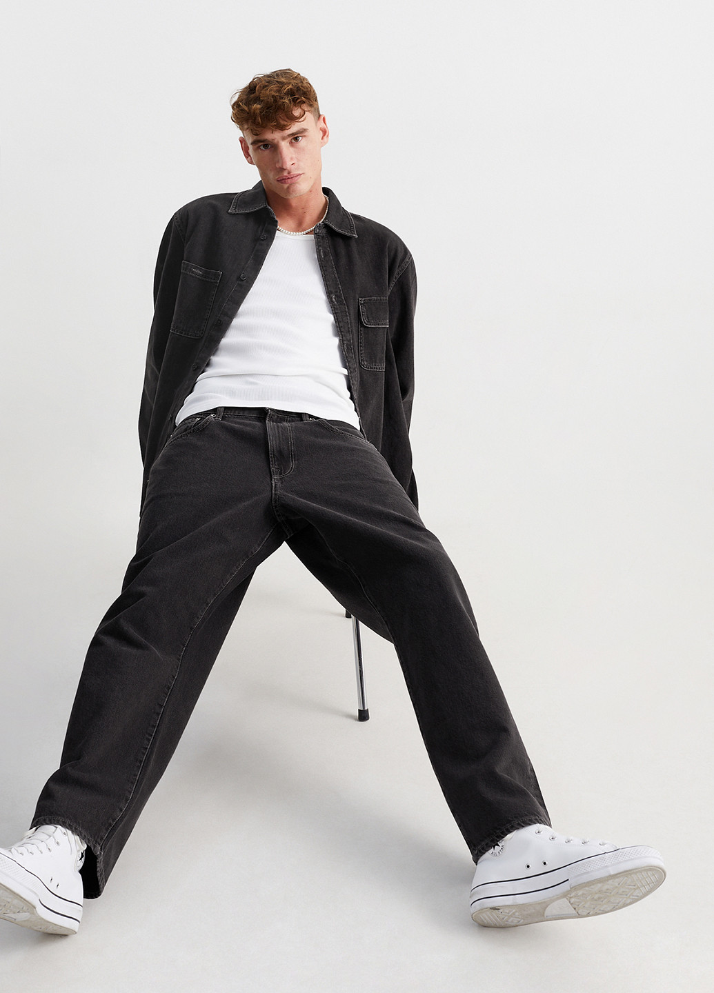 Темно-серая кэжуал, джинсовая рубашка однотонная C&A