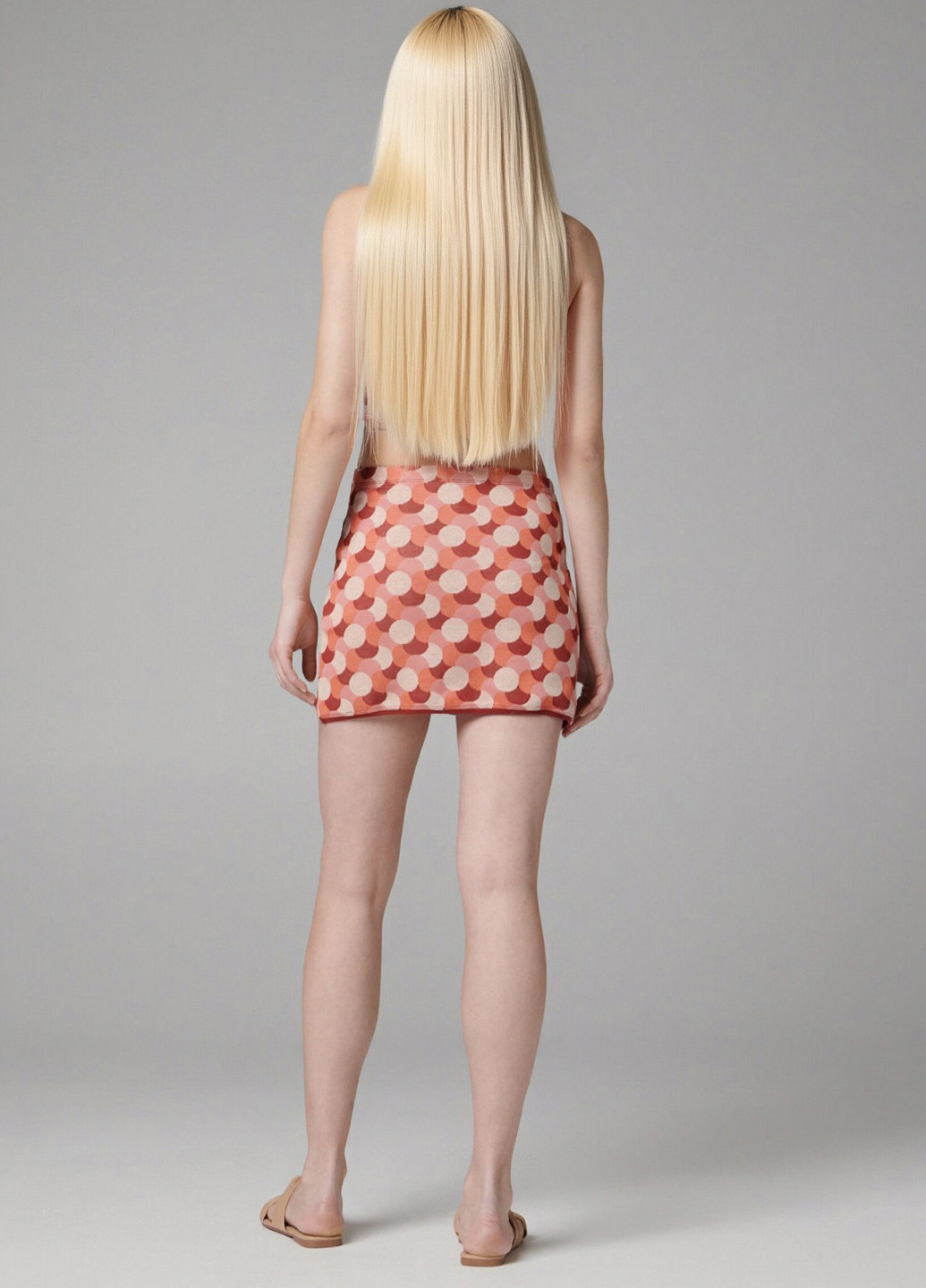 Лососевая кэжуал с геометрическим узором юбка Sinsay а-силуэта (трапеция)