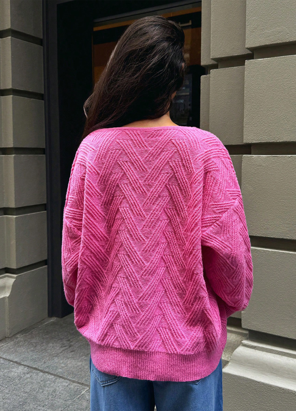 Темно-розовый демисезонный пуловер пуловер SHEIN