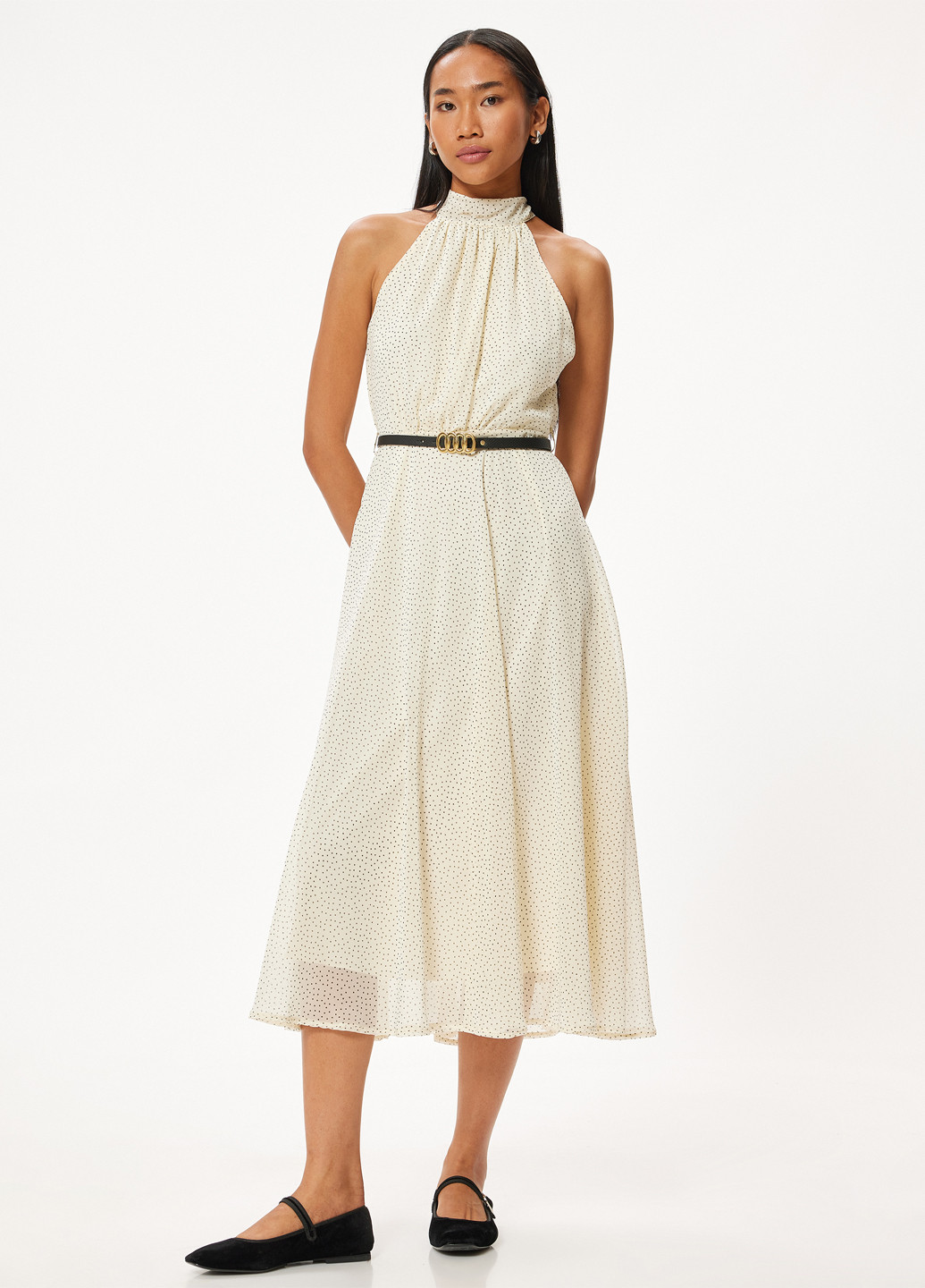 Бежева кежуал сукня а-силует KOTON в горошок