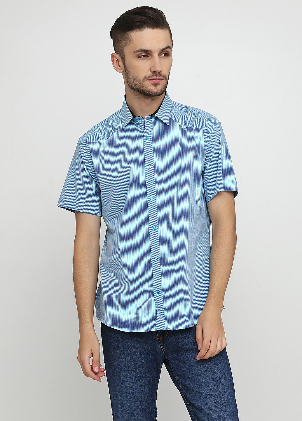 Синяя кэжуал рубашка с абстрактным узором Recobar