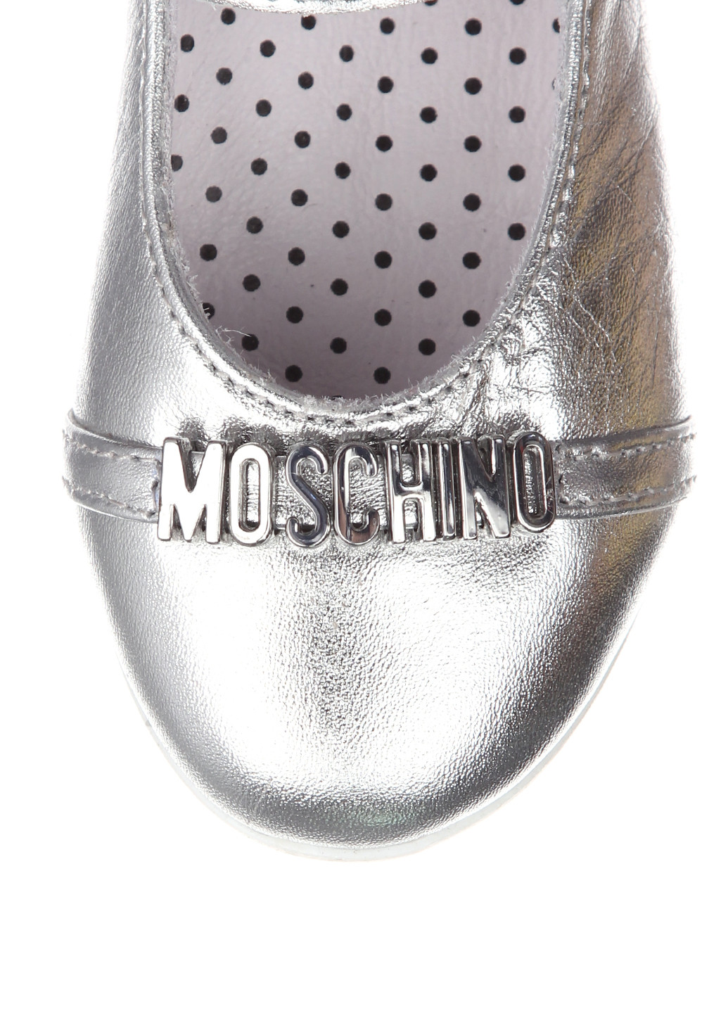 Серебристые туфли без каблука Moschino