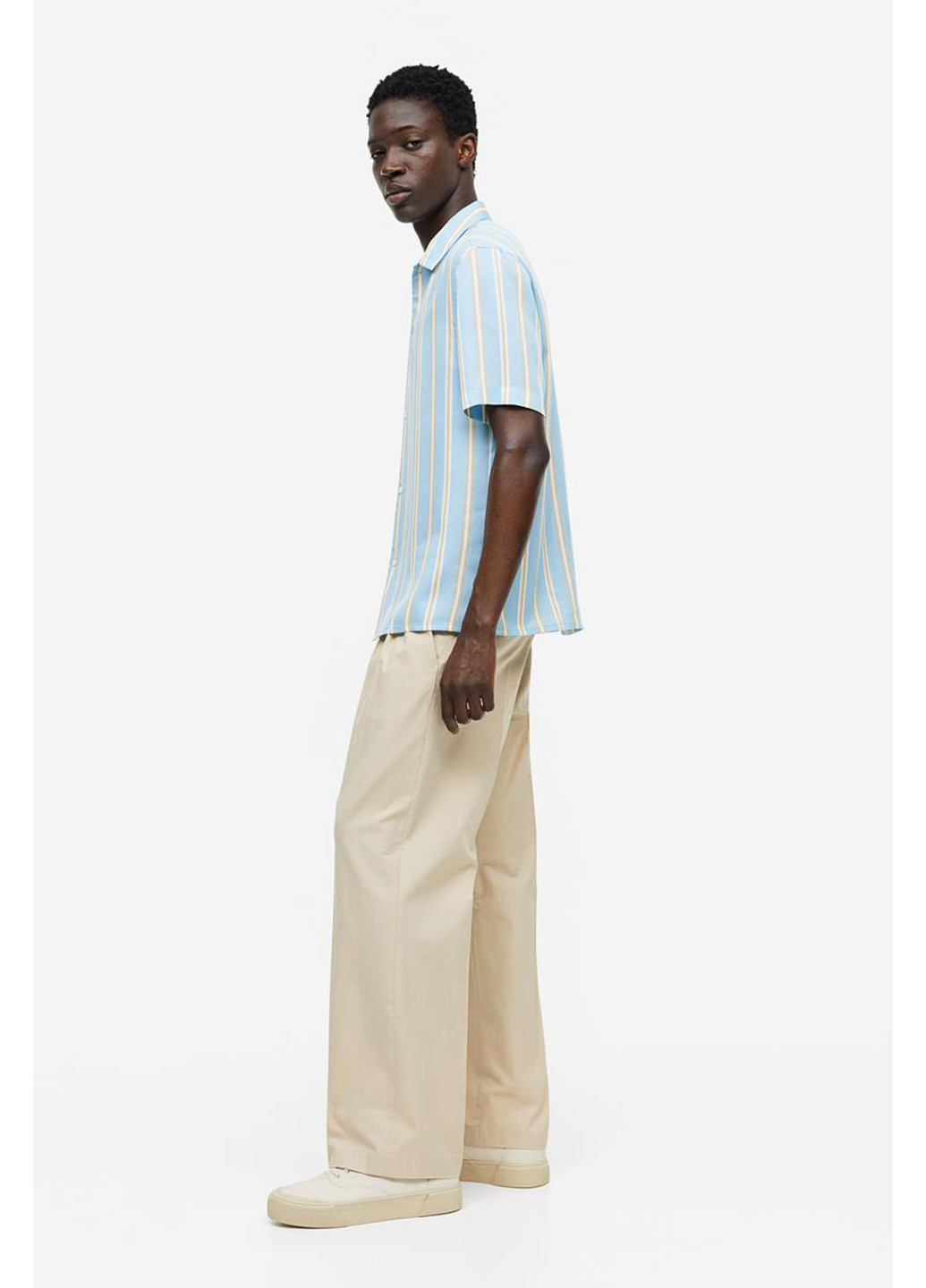 Голубой кэжуал рубашка в полоску H&M