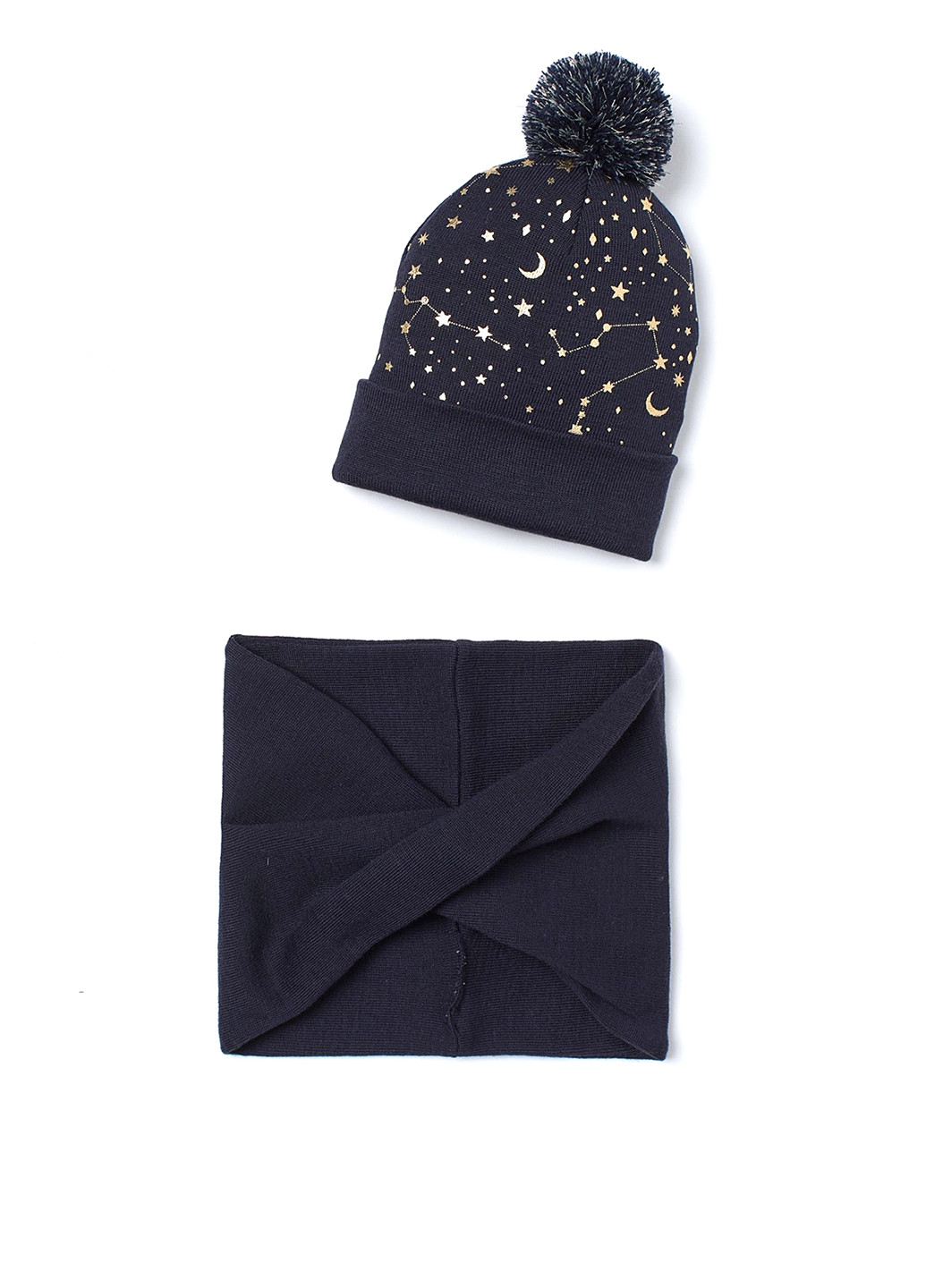 Темно-синий демисезонный комплект (шапка, шарф-снуд) H&M