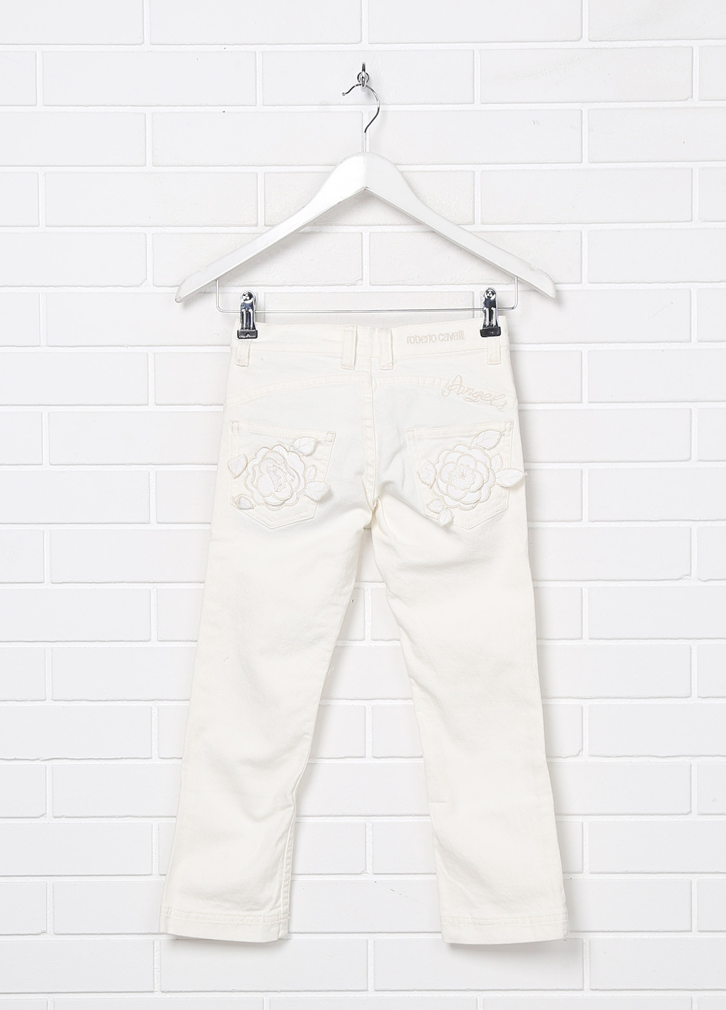 Молочные джинсовые демисезонные со средней талией брюки Roberto Cavalli