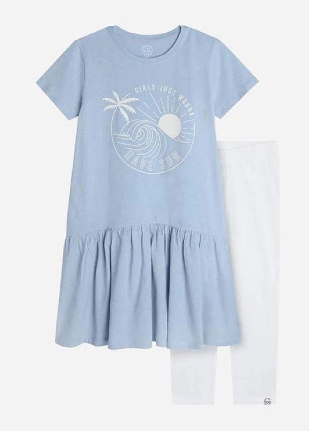 Блакитний літній комплект (сукня, легінси) Cool Club