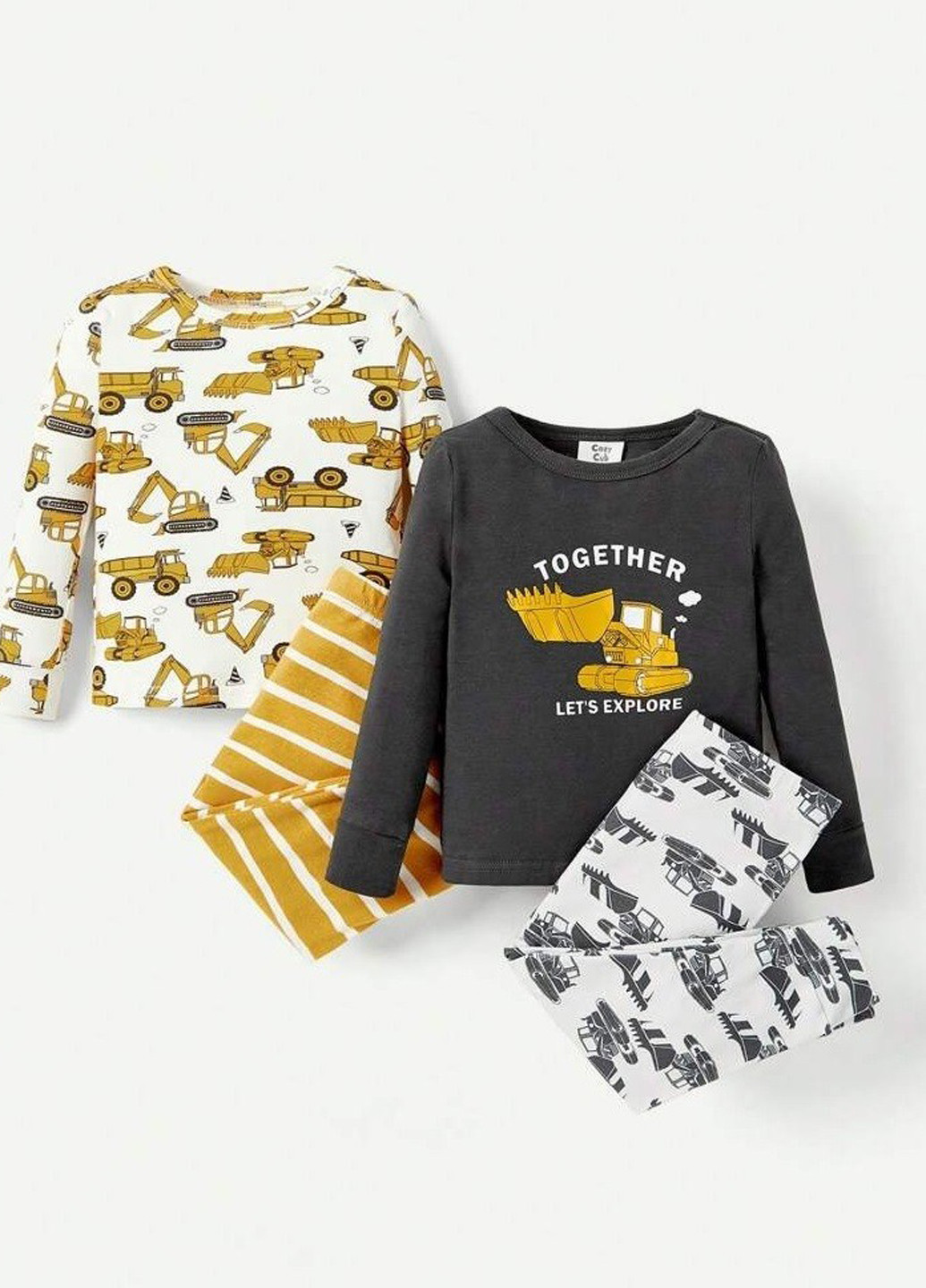 Комбинированная демисезонная пижама (лонгслив, брюки) (2 шт.) SHEIN