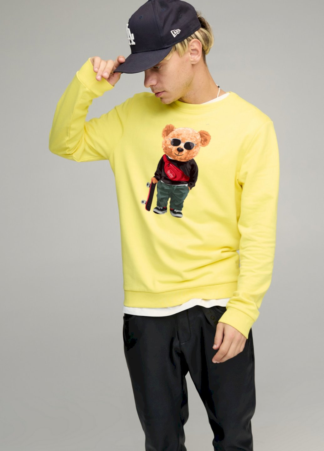 Желтый свитшот мужской basic /no flis/ YAPPI (252385803)