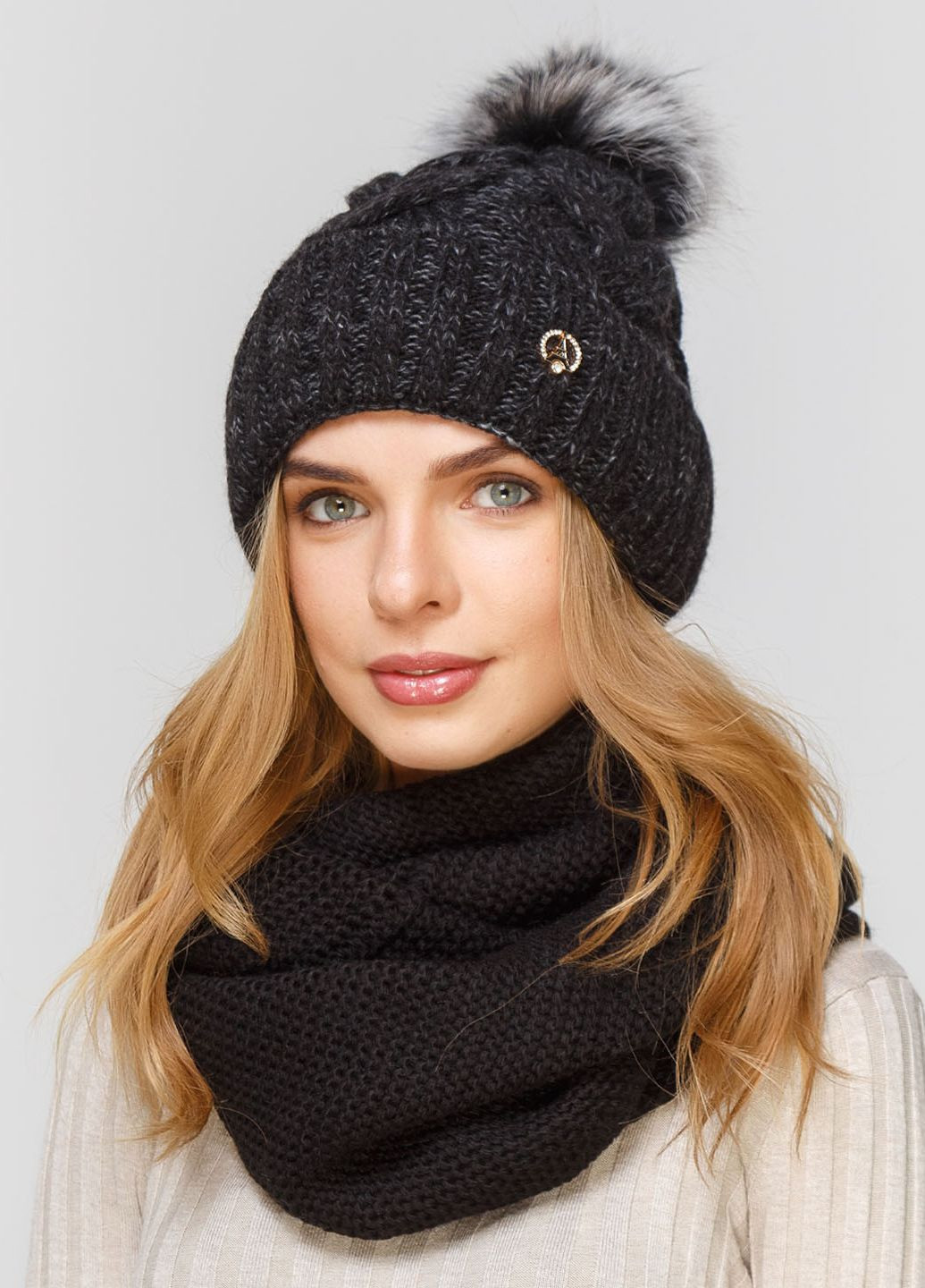 Комбінований зимній комплект (шапка, шарф-снуд) Fashion Star