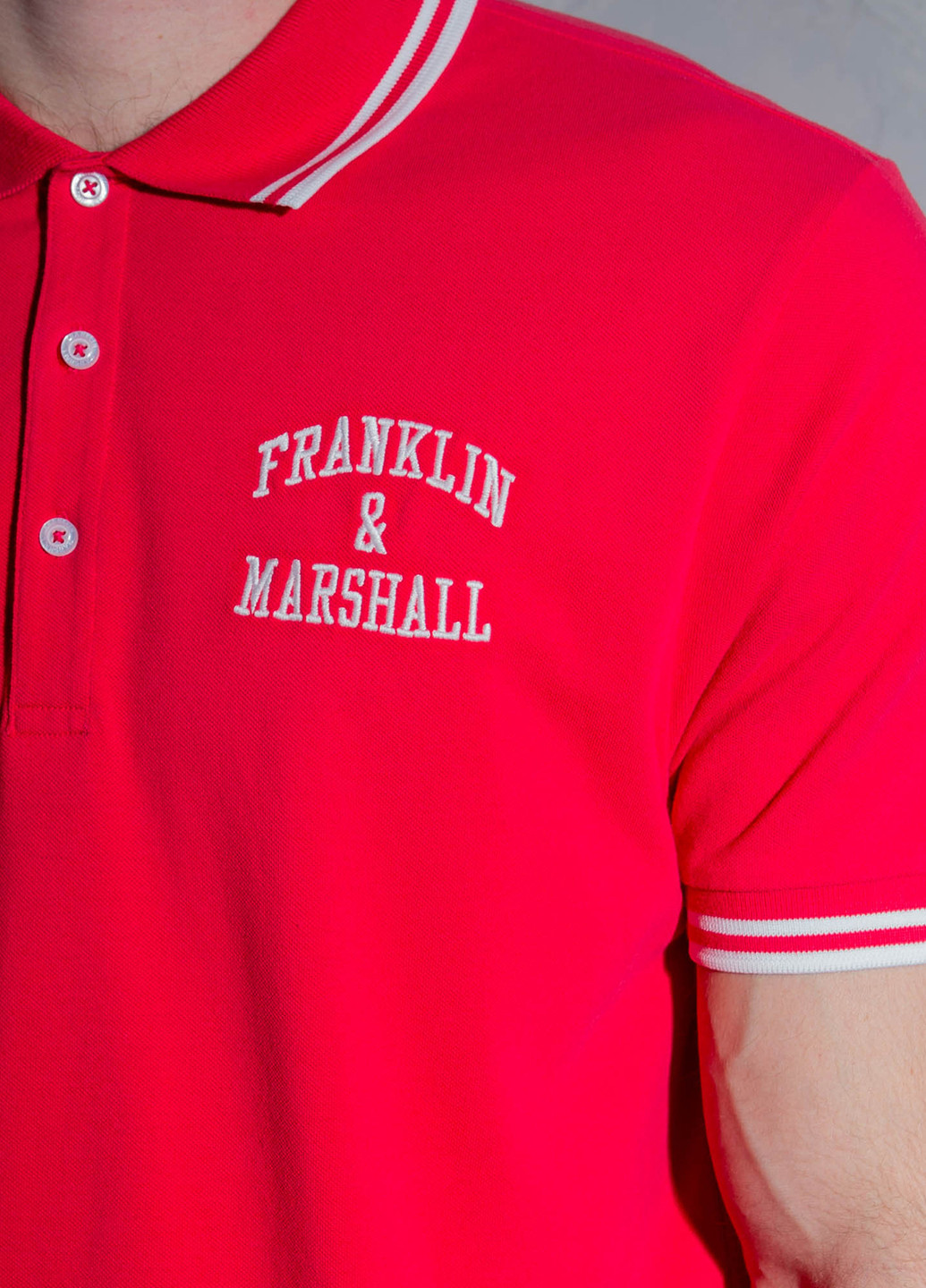 Красная футболка-поло для мужчин Franklin & Marshall однотонная