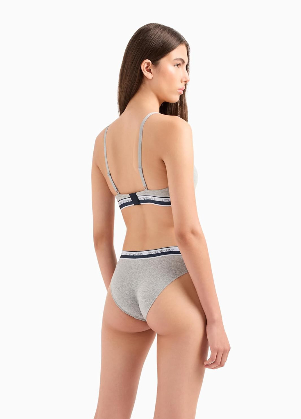 Сірий бюстгальтер Emporio Armani з кісточками бавовна