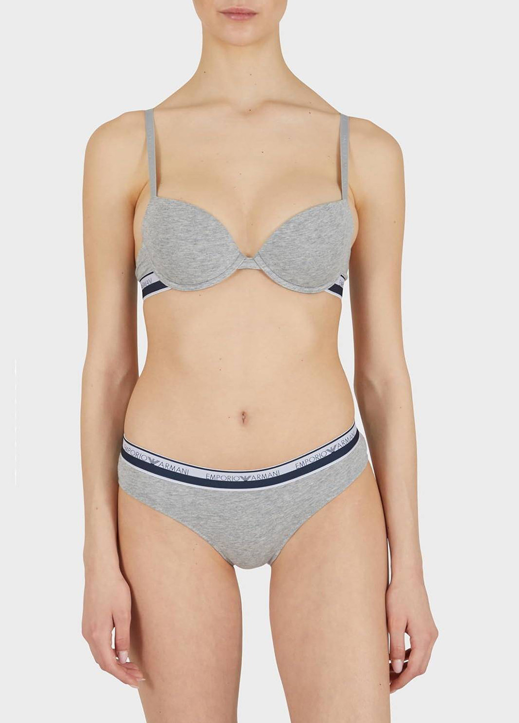 Сірий бюстгальтер Emporio Armani з кісточками бавовна