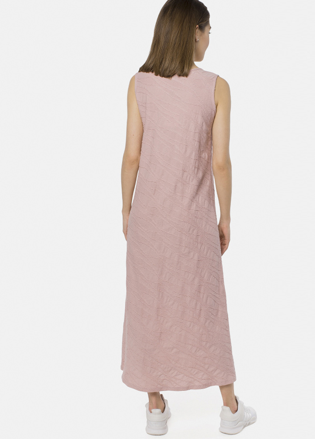 Розовое кэжуал платье MR 520 фактурное
