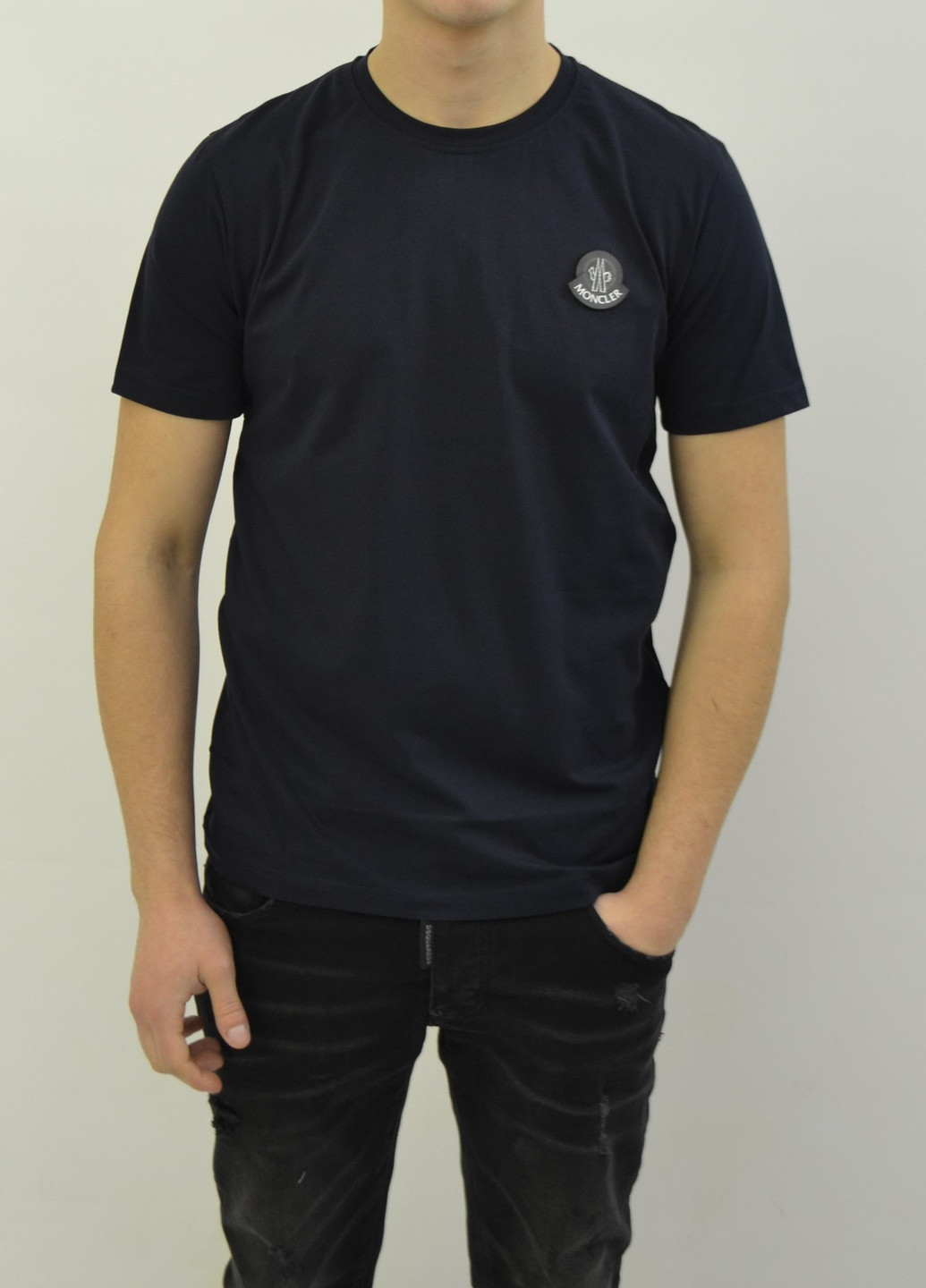 Темно-синяя футболка мужская fragment Moncler