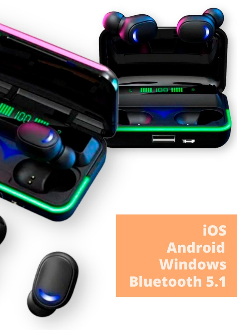 Бездротові навушники Bluetooth E-10 з Power bank чорні (Bluetooth E-10_400) No Brand (253676669)