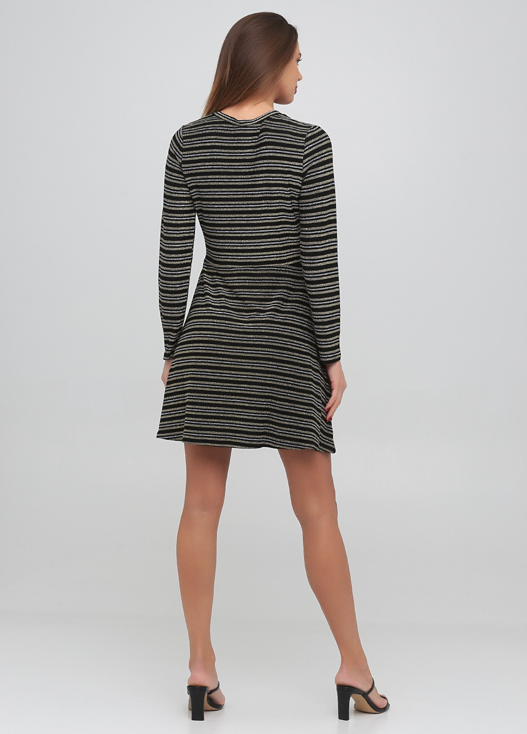 Черное кэжуал платье силуэтная, клеш Monki в полоску