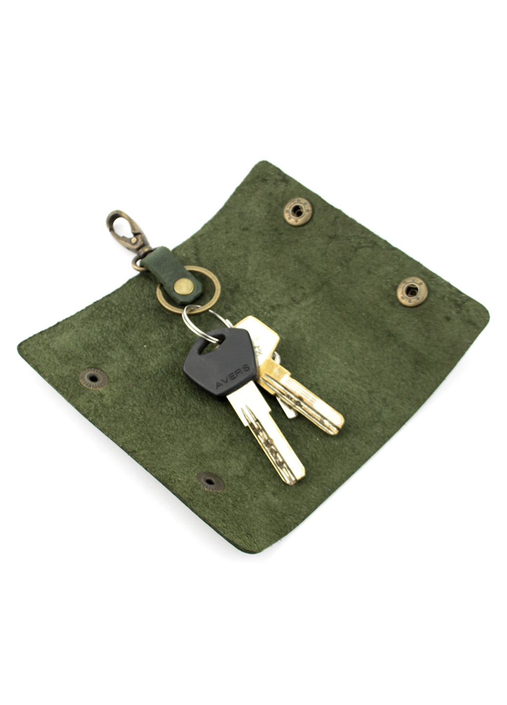 Ключниця шкіряна з карабіном HC0055 зелена HandyCover (236902189)