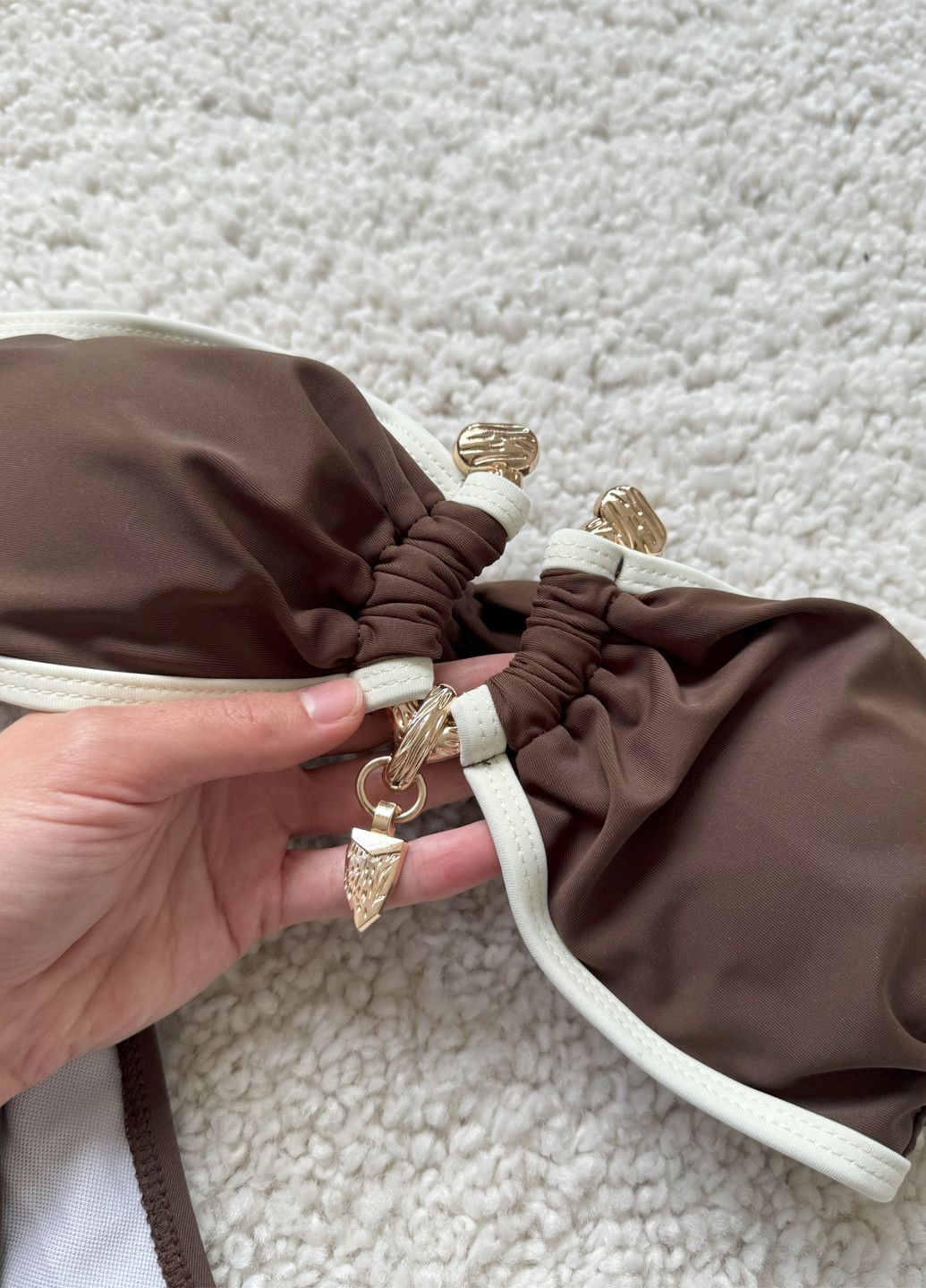 Коричневий літній купальник (ліф, трусики) бандо, роздільний NOVA VEGA