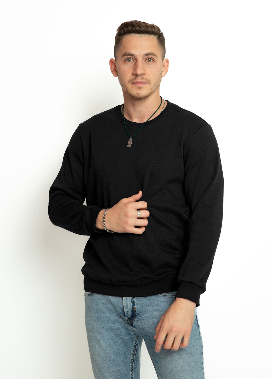 Чорний світшот Time of Style однотонний без декору (306717110)