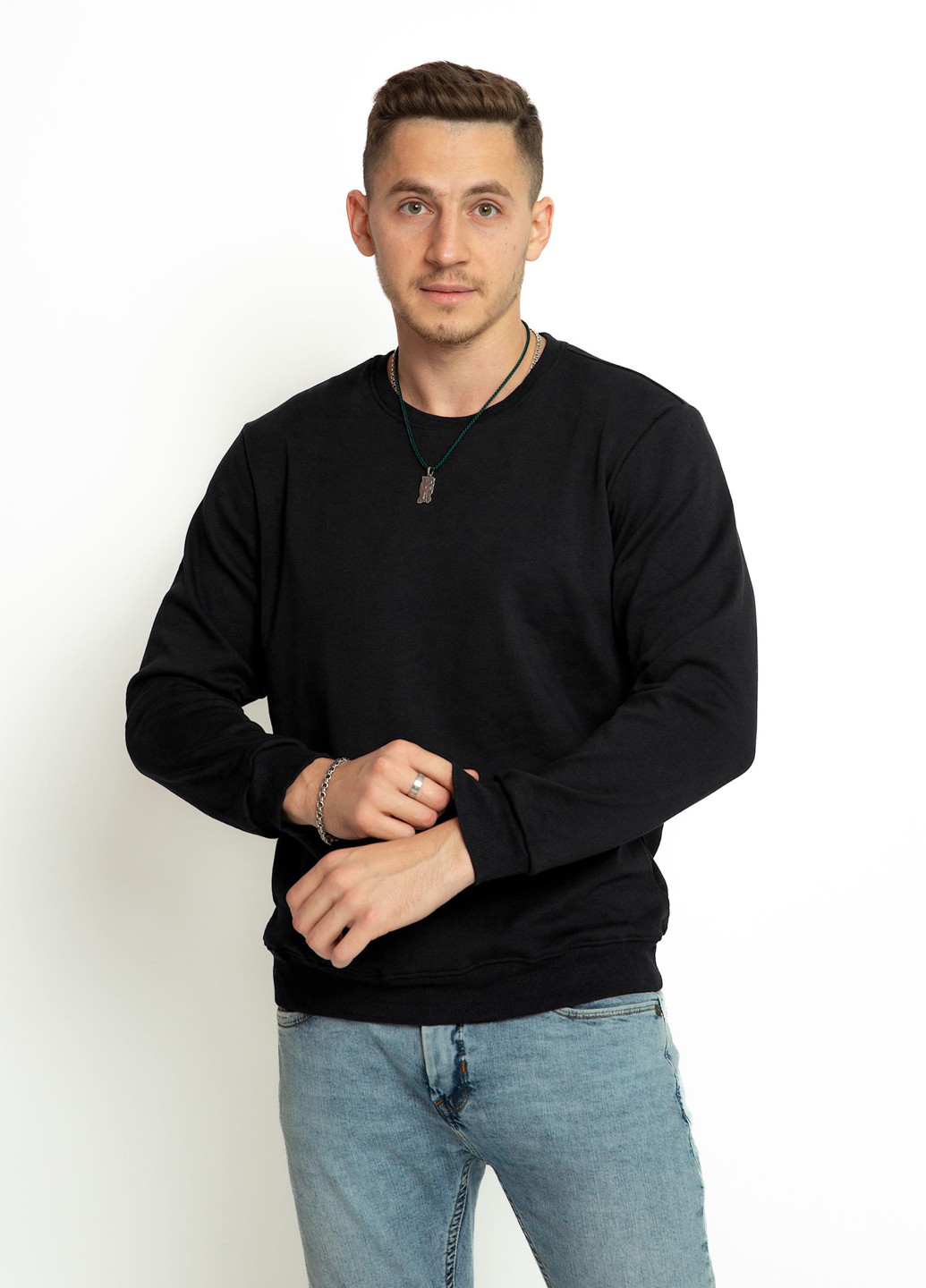 Чорний світшот Time of Style однотонний без декору (306717110)