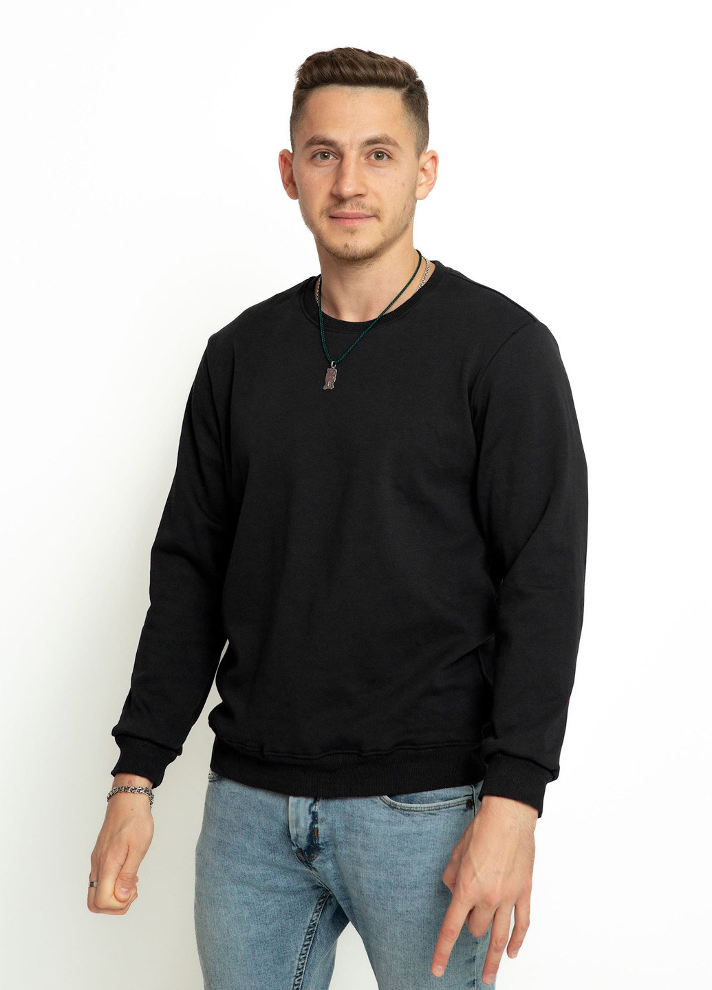 Чорний світшот Time of Style однотонний без декору (306717110)