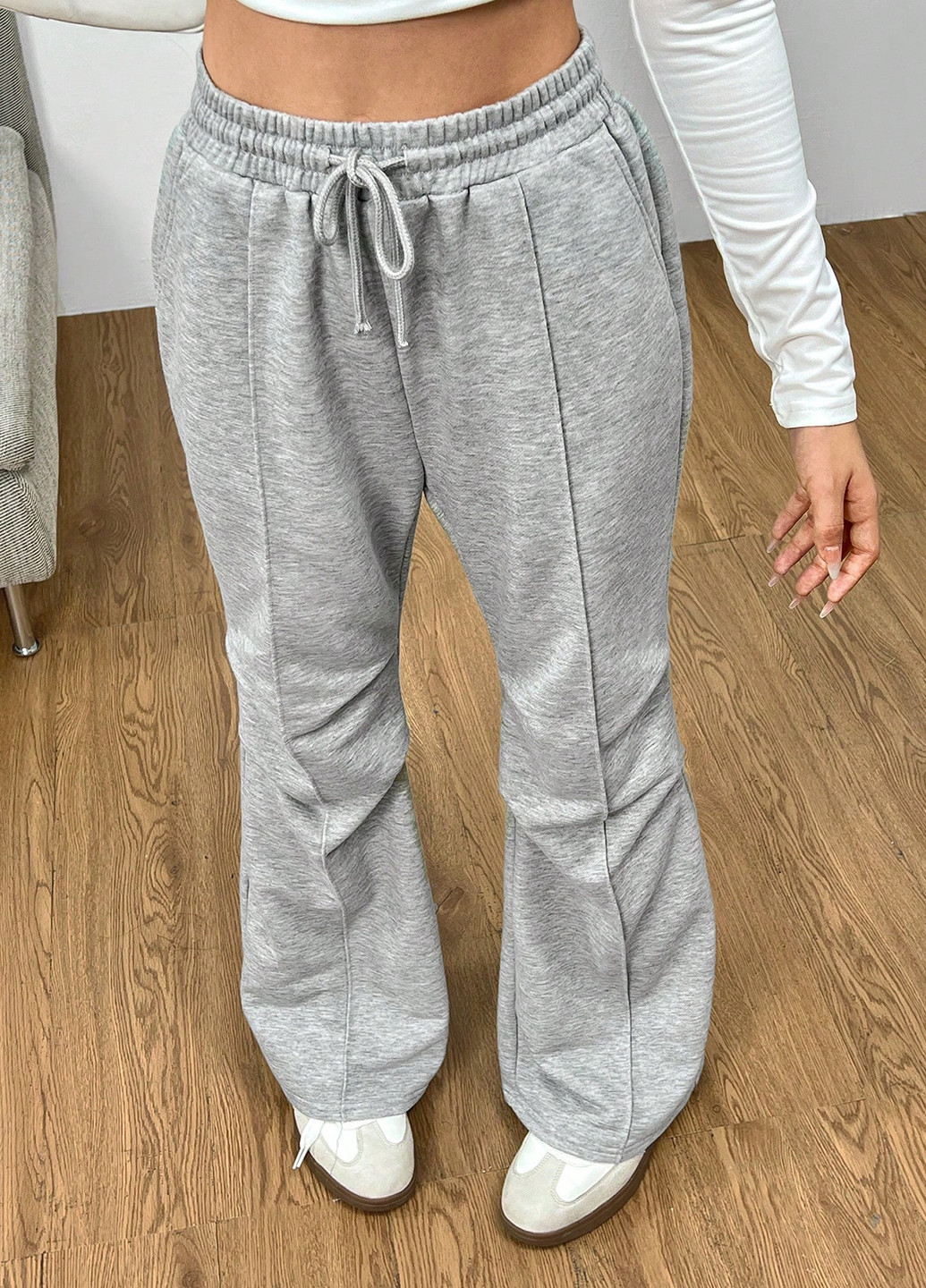 Серые кэжуал демисезонные клеш брюки SHEIN