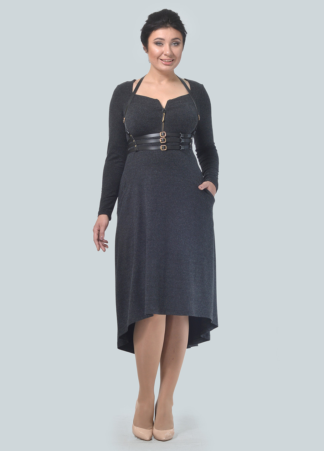Графітова кежуал сукня, сукня в стилі армпір Alika Kruss меланжева