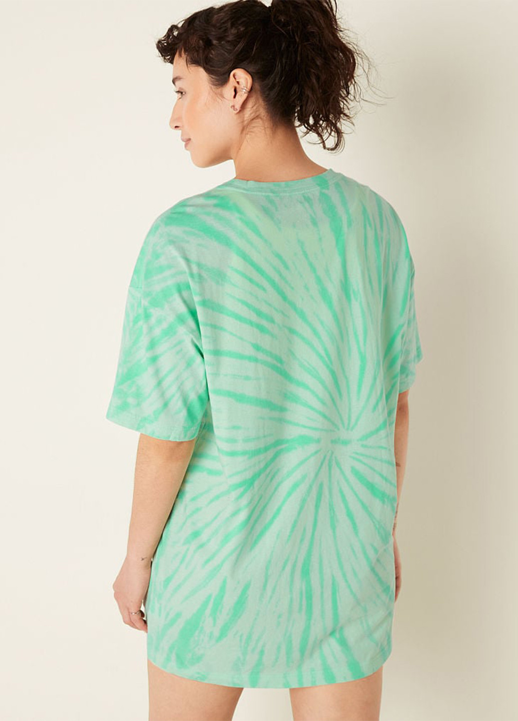 Зеленое домашнее платье платье-футболка Victoria's Secret с абстрактным узором