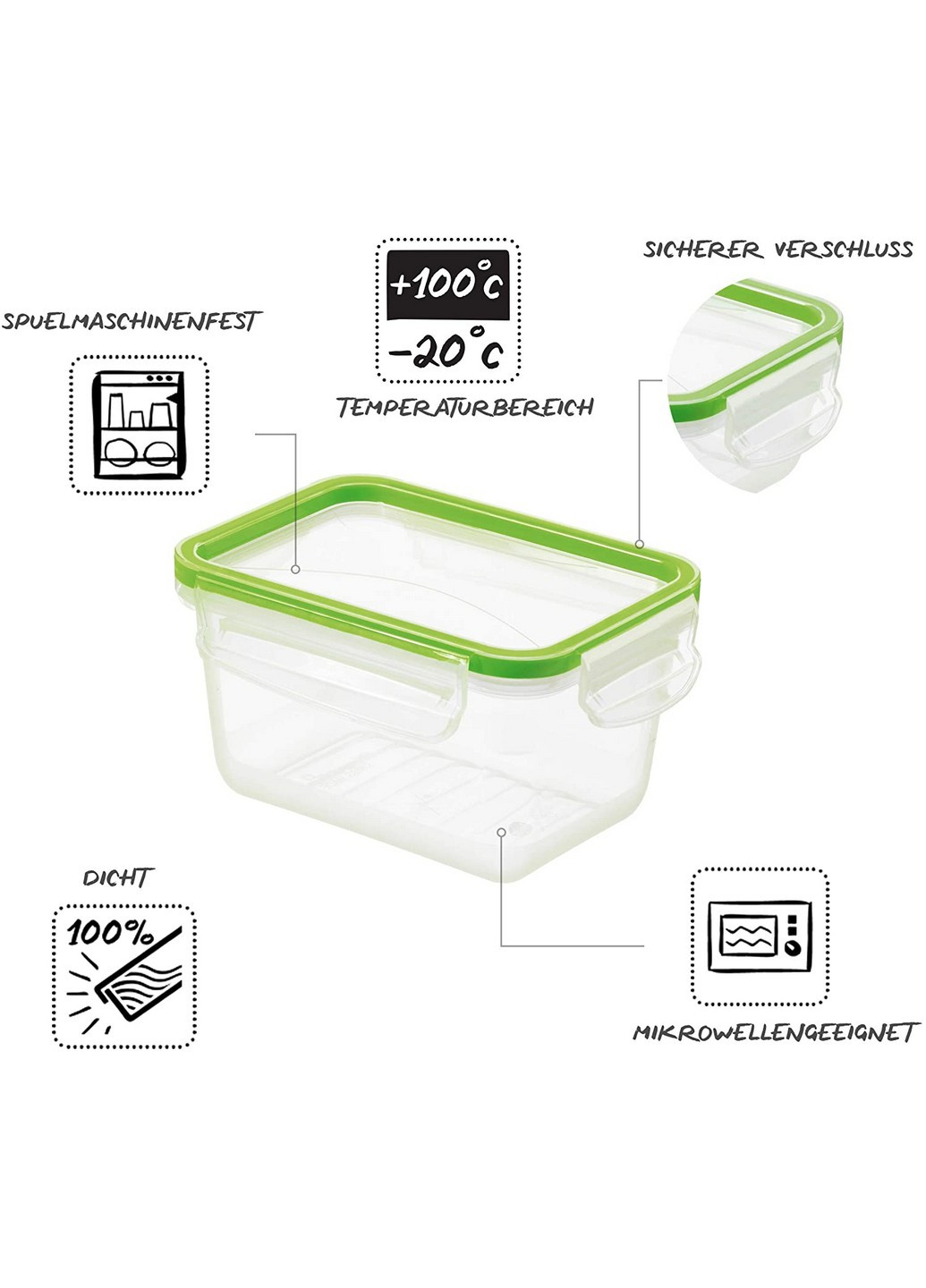 Емкость для морозилки CLIC & LOCK 0.75л прозрачная с салатовой крышкой( RTH-11623) Rotho (217310037)