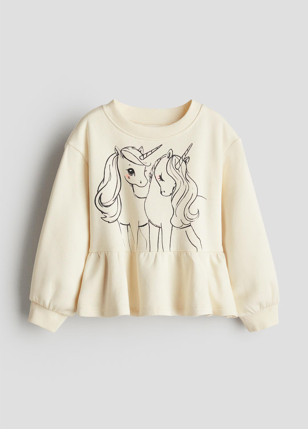 H&M свитшот единорог айвори кэжуал хлопок, футер