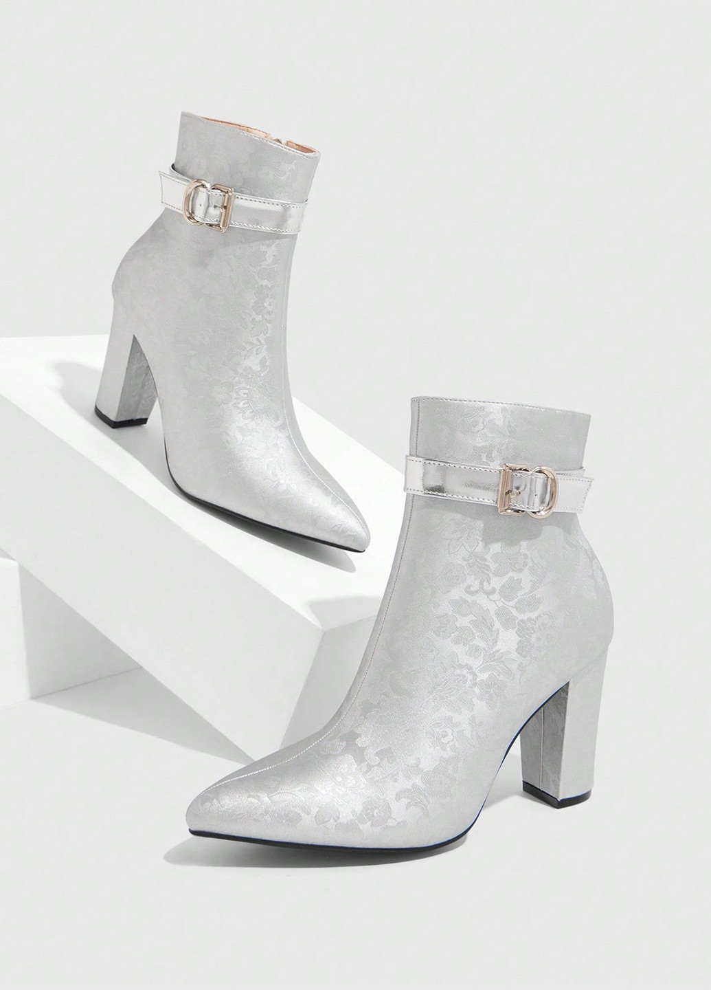 Серебряные демисезонная ботильоны SHEIN