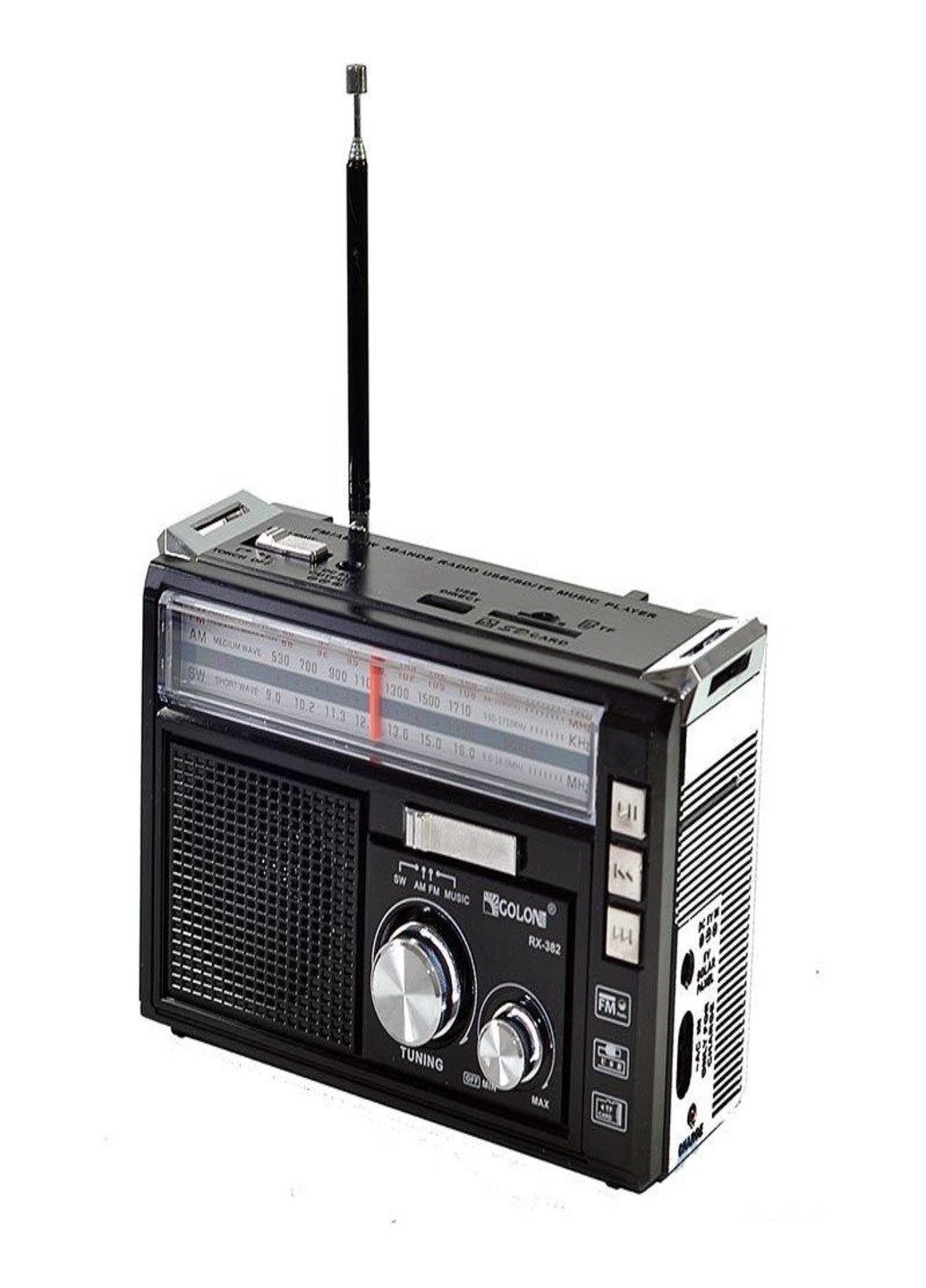 Радиоприемник USB/SD Golon RX-382 радио с MP3 и LED фонариком Черный Art (255679222)