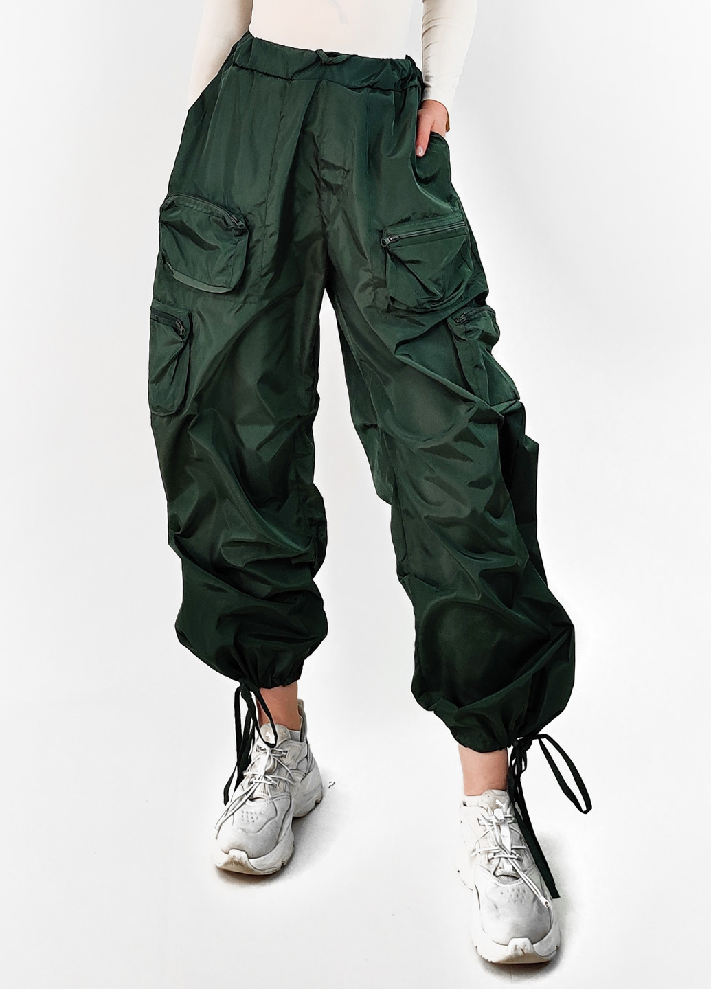 Темно-зеленые кэжуал демисезонные карго брюки Boohoo