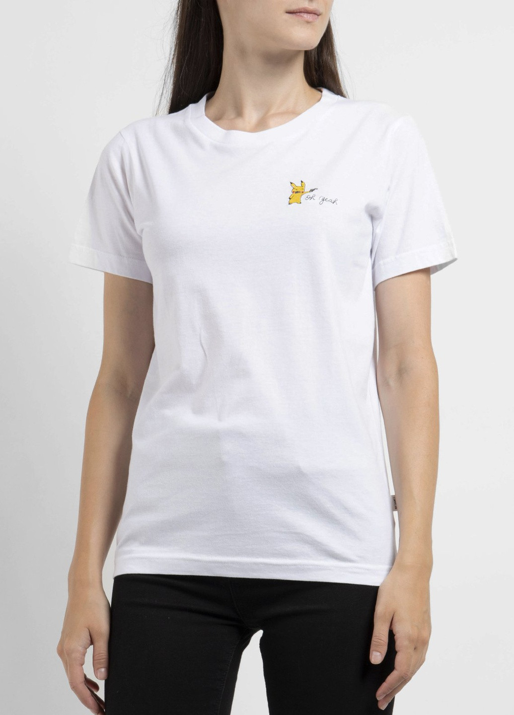 Біла всесезон біла футболка з вишивкою pikachu Ko Samui