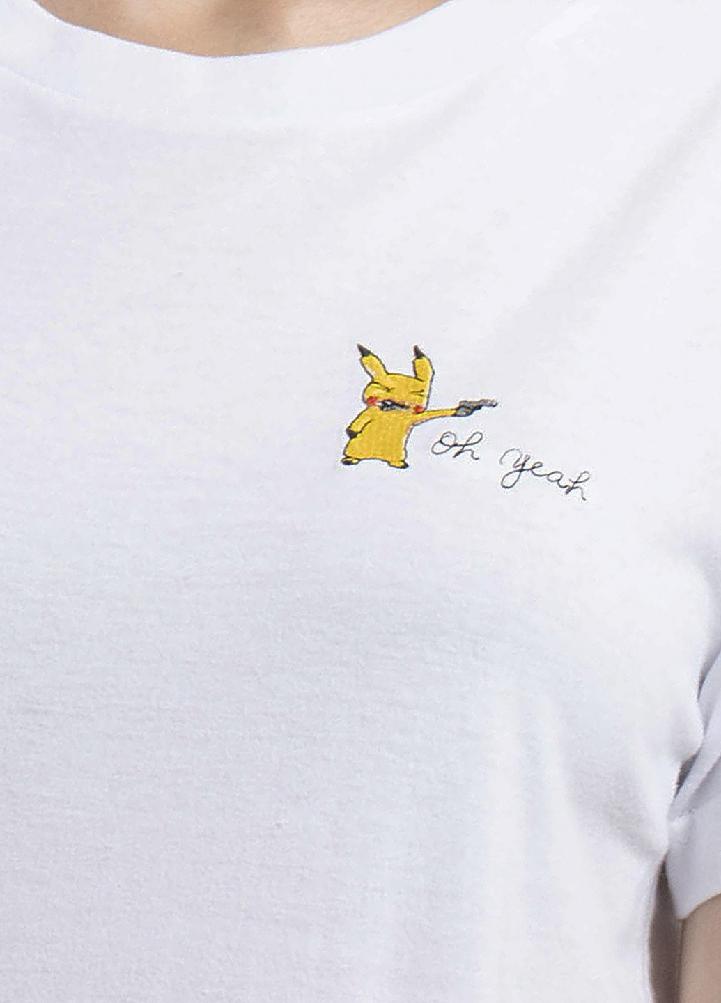 Белая всесезон белая футболка с вышивкой pikachu Ko Samui